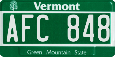 VT license plate AFC848