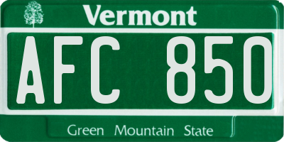 VT license plate AFC850