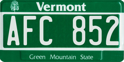 VT license plate AFC852