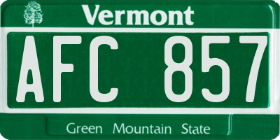 VT license plate AFC857