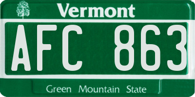 VT license plate AFC863