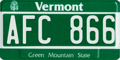VT license plate AFC866