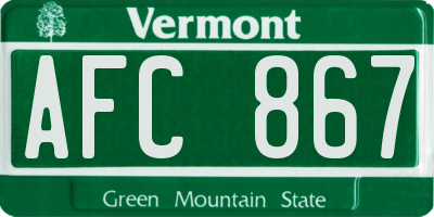 VT license plate AFC867