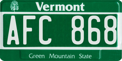 VT license plate AFC868