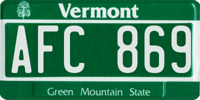 VT license plate AFC869