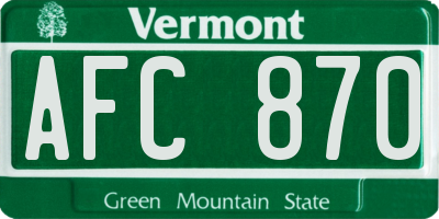 VT license plate AFC870