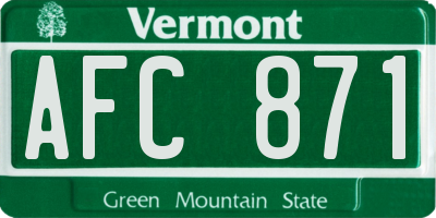 VT license plate AFC871