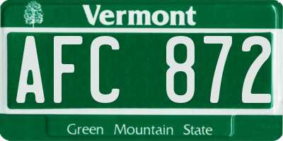VT license plate AFC872