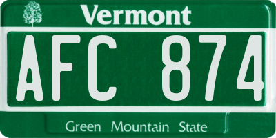 VT license plate AFC874