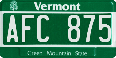 VT license plate AFC875