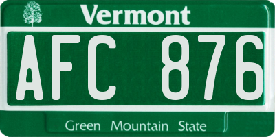 VT license plate AFC876
