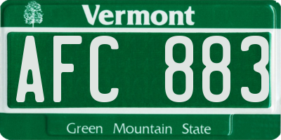 VT license plate AFC883