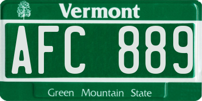 VT license plate AFC889