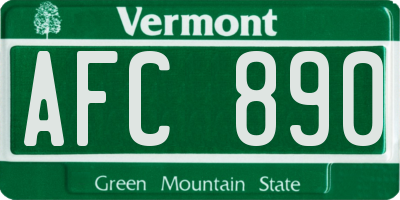 VT license plate AFC890