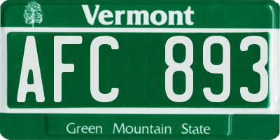 VT license plate AFC893