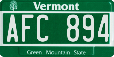 VT license plate AFC894