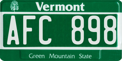 VT license plate AFC898