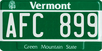 VT license plate AFC899