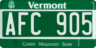 VT license plate AFC905