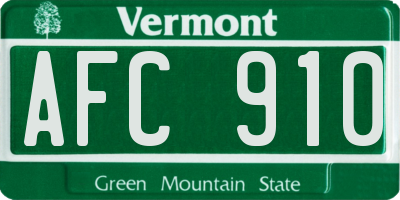 VT license plate AFC910