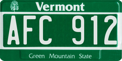 VT license plate AFC912