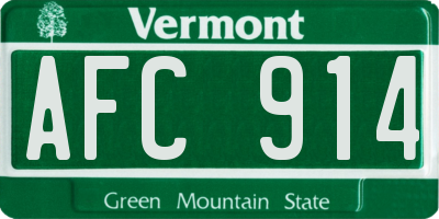 VT license plate AFC914