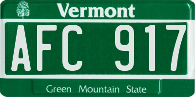 VT license plate AFC917