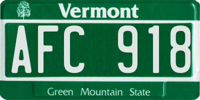 VT license plate AFC918