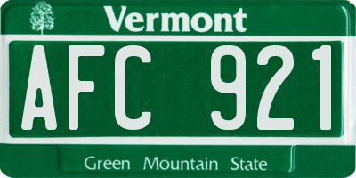 VT license plate AFC921