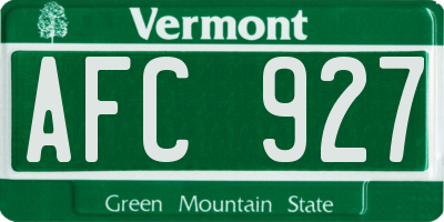 VT license plate AFC927