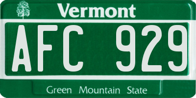VT license plate AFC929