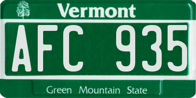 VT license plate AFC935