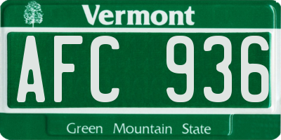 VT license plate AFC936