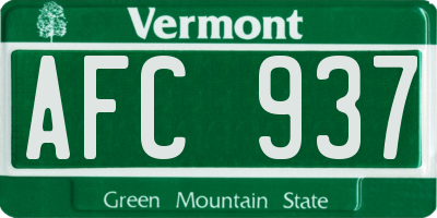 VT license plate AFC937
