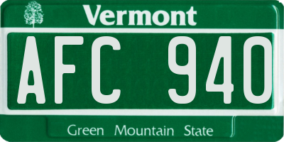 VT license plate AFC940