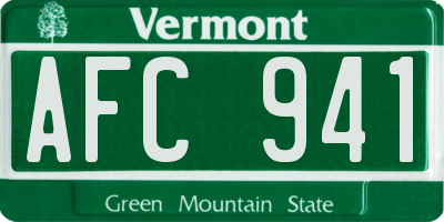 VT license plate AFC941