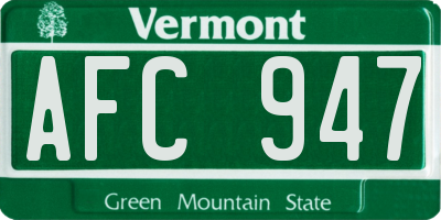 VT license plate AFC947
