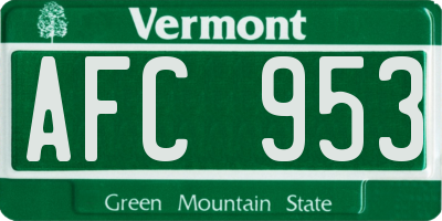 VT license plate AFC953