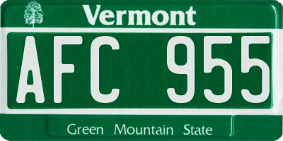 VT license plate AFC955