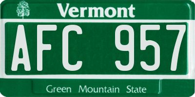 VT license plate AFC957