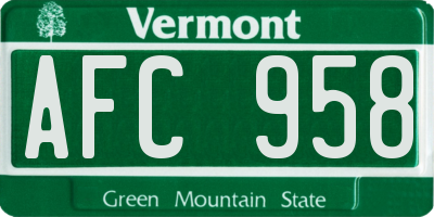 VT license plate AFC958