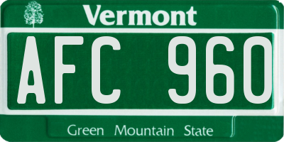 VT license plate AFC960