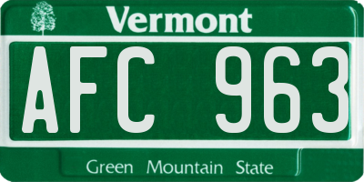 VT license plate AFC963