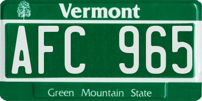 VT license plate AFC965
