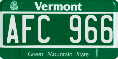 VT license plate AFC966