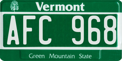 VT license plate AFC968