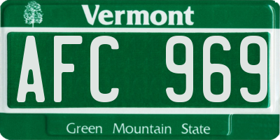 VT license plate AFC969
