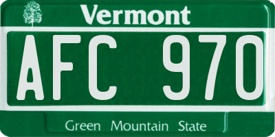 VT license plate AFC970
