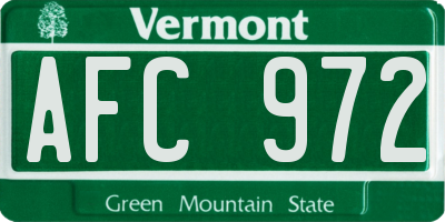 VT license plate AFC972