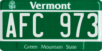 VT license plate AFC973